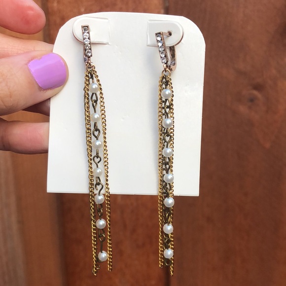 Bohemian Crystal + Pearl Tassel Earrings - Picture 5 of 8